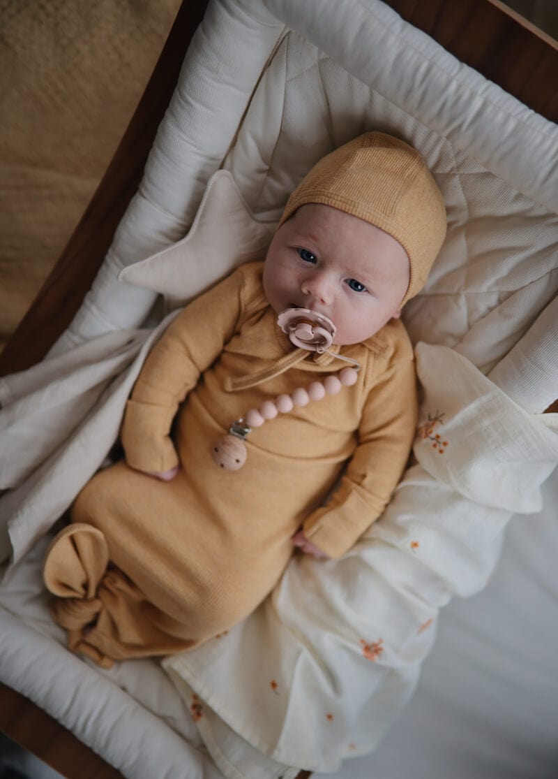 Ribbed baby dress "Mustard
