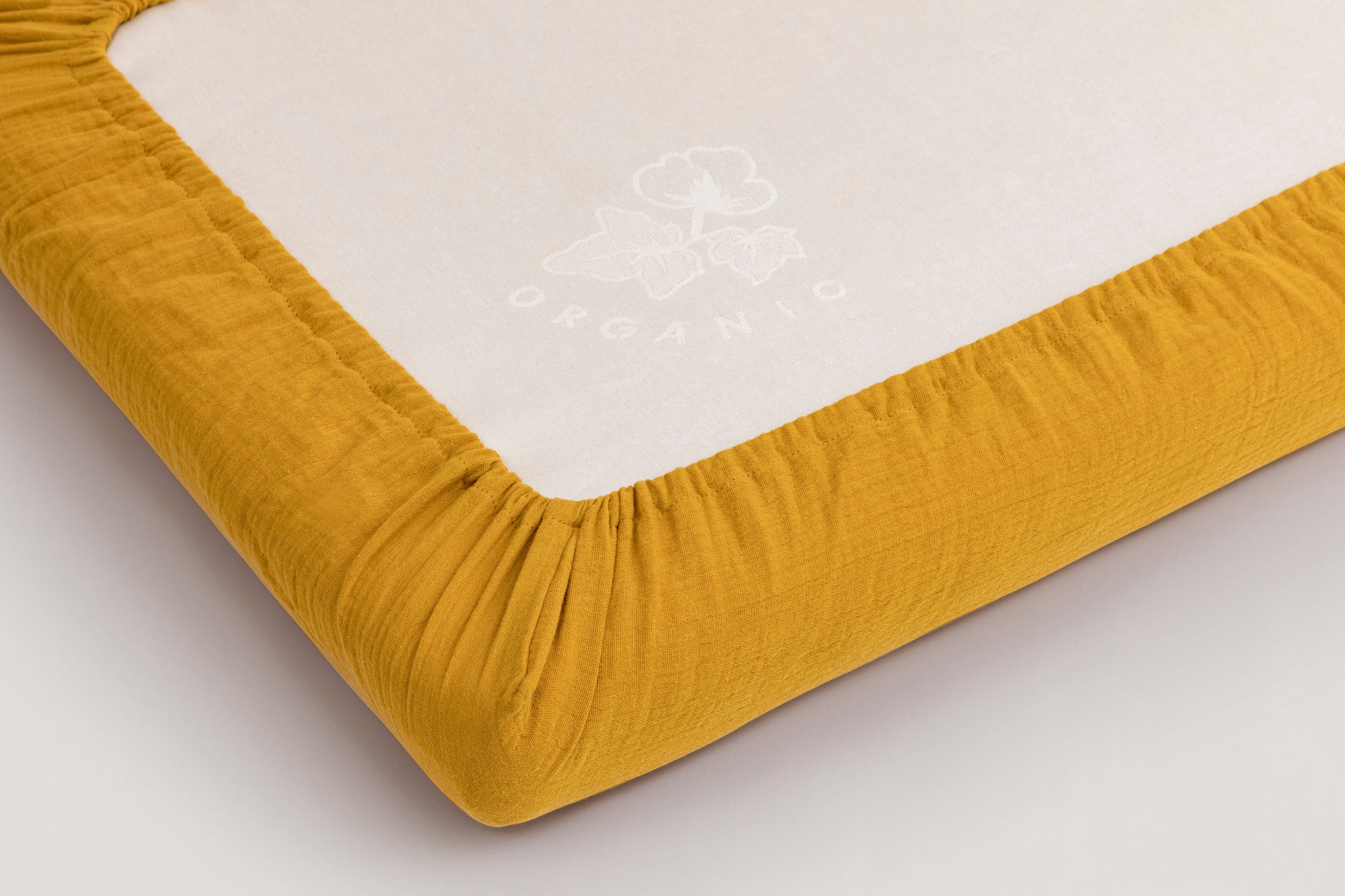 Muslin fitted sheet mustard yellow for MARTHA