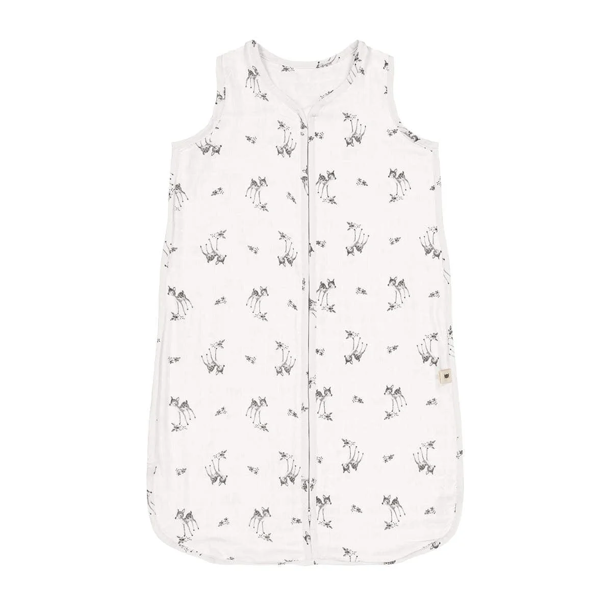 Summer sleeping bag in white with fawn print