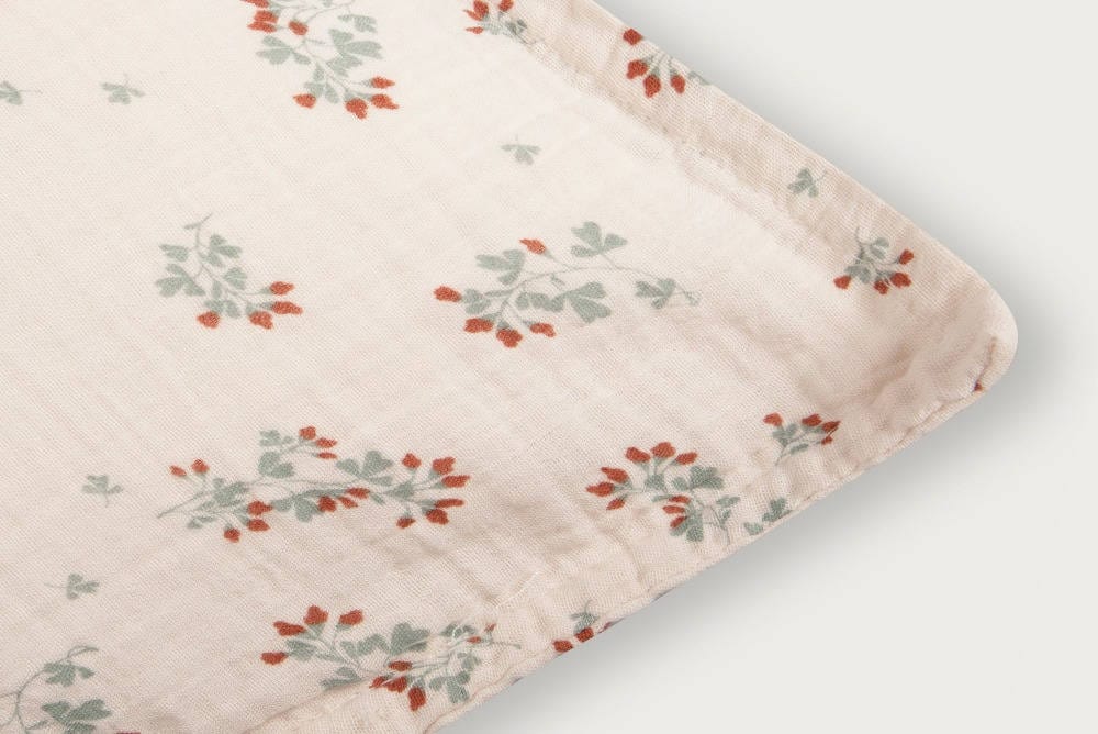 Close up cotton bedding with clover pattern