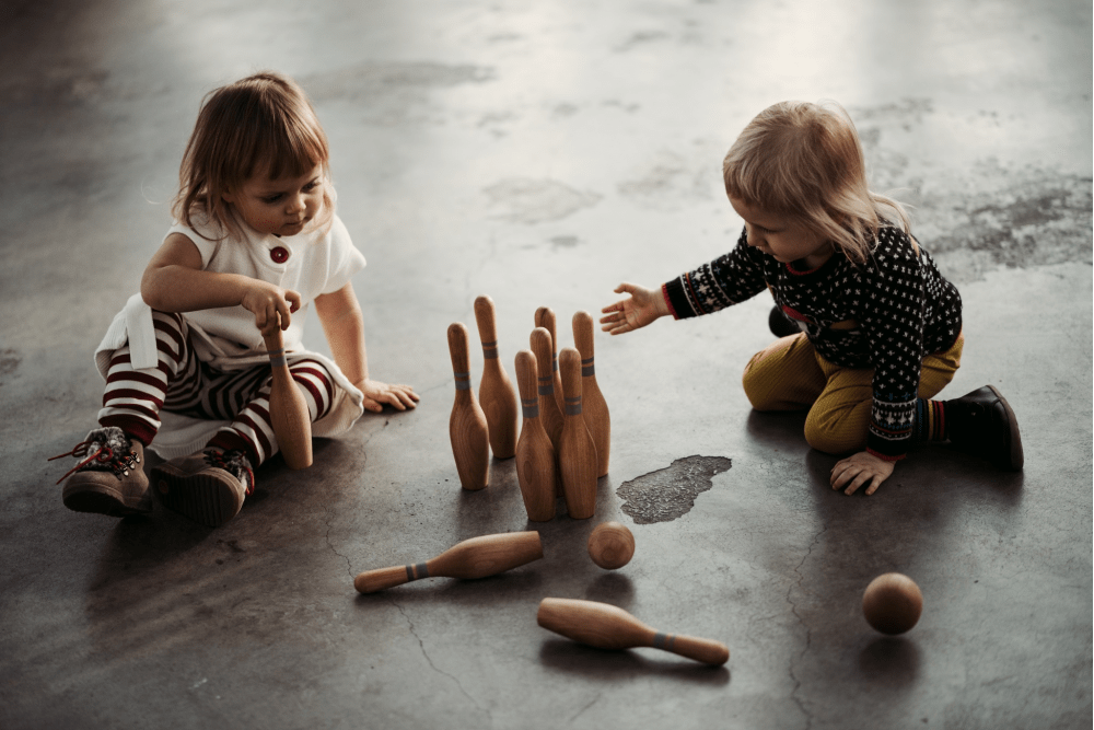 Holz Bowling Set Naturfarben